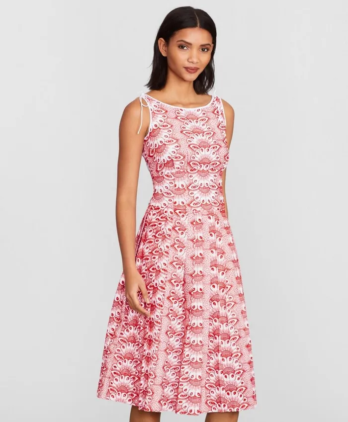 Brooks Brothers Dresses FloralEmbroidered Dress Redwhite 8211 Women Brooks Brothers Dresses FloralEmbroidered Dress Redwhite 8211 Women
