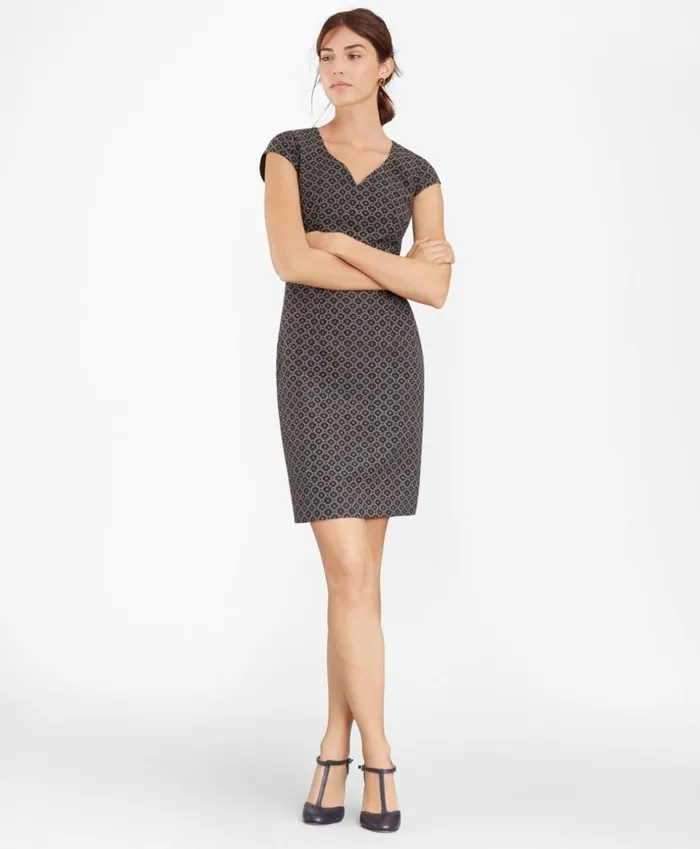 Brooks Brothers Dresses Floral Jacquard Sheath Dress Black 8211 Women
