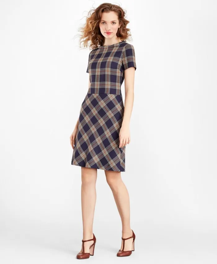 Brooks Brothers Dresses Plaid Dress Navy 8211 Women