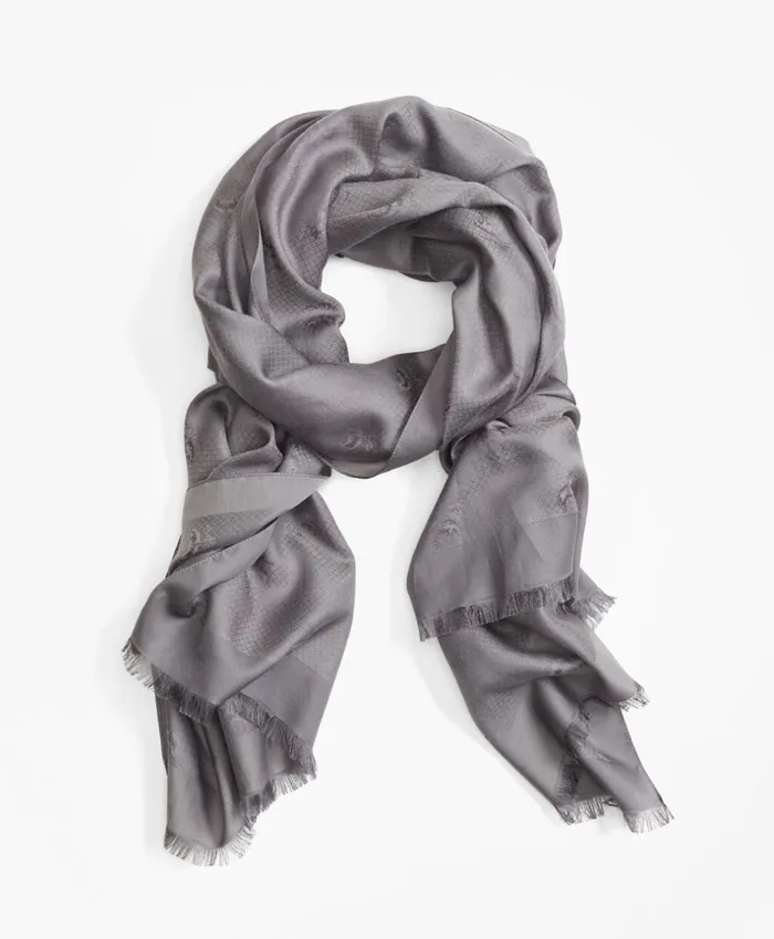 Brooks Brothers Hats Gloves and Scarves Golden Fleece Jacquard Scarf Grey 8211 Men