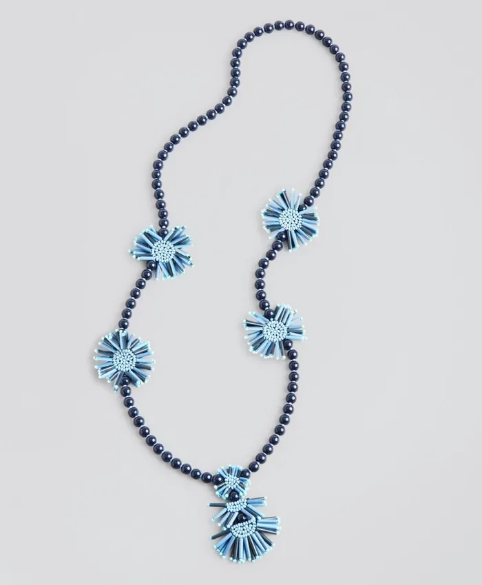 Brooks Brothers Jewelry Beaded Tassel Necklace Navyblue 8211 Women