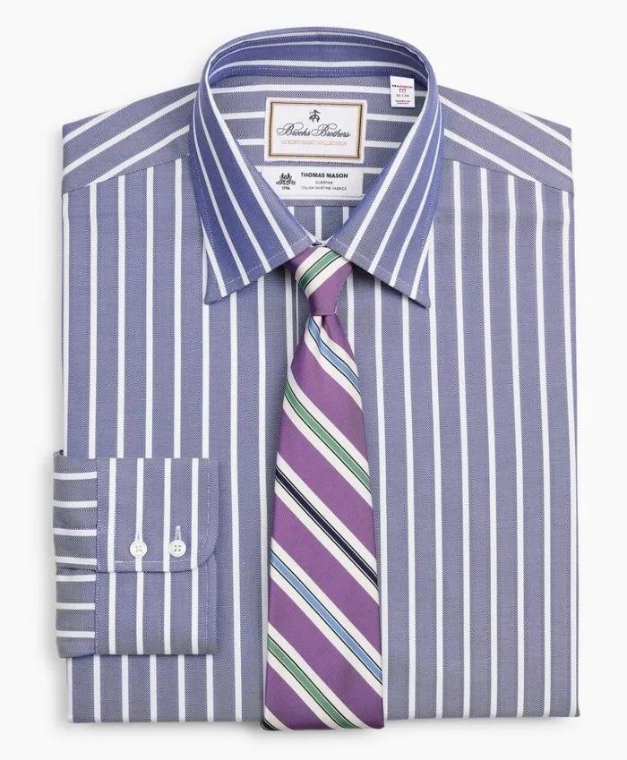 Brooks Brothers Luxury Shirts Luxury Collection Madison ClassicFit Dress Shirt Franklin Spread Collar Herringbone Wide Stripe Navy 8211 Men Brooks Brothers Luxury Shirts Luxury Collection Madison ClassicFit Dress Shirt Franklin Spread Collar Herringbone Wide Stripe Navy 8211 Men