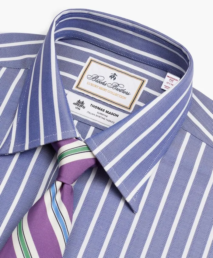 Brooks Brothers Luxury Shirts Luxury Collection Madison ClassicFit Dress Shirt Franklin Spread Collar Herringbone Wide Stripe Navy 8211 Men Brooks Brothers Luxury Shirts Luxury Collection Madison ClassicFit Dress Shirt Franklin Spread Collar Herringbone Wide Stripe Navy 8211 Men