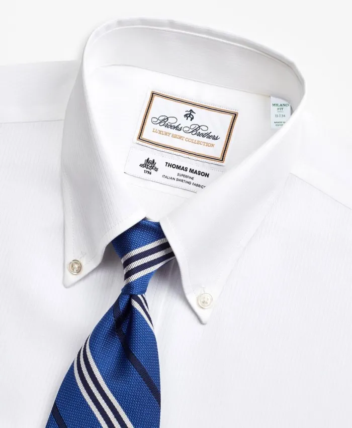 Brooks Brothers Luxury Shirts Luxury Collection Milano SlimFit Dress Shirt ButtonDown Collar SelfStripe White 8211 Men Brooks Brothers Luxury Shirts Luxury Collection Milano SlimFit Dress Shirt ButtonDown Collar SelfStripe White 8211 Men