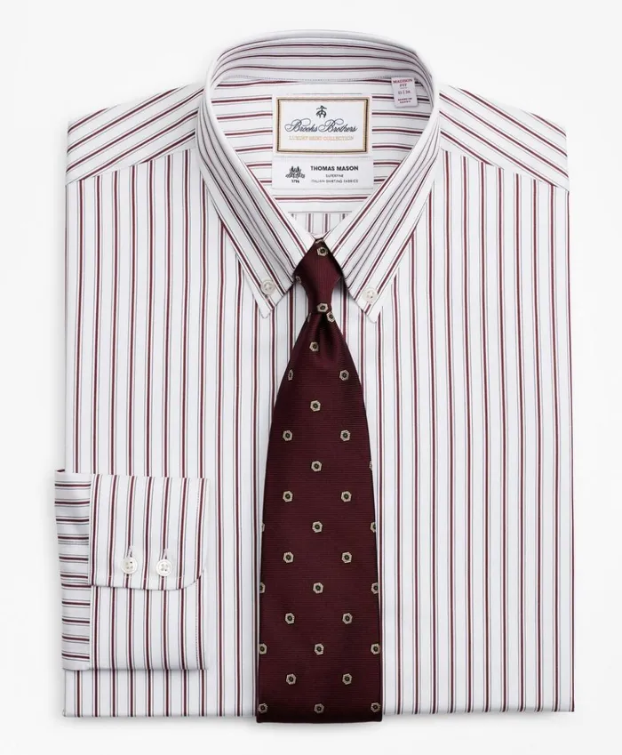 Brooks Brothers Luxury Shirts Luxury Collection Milano SlimFit Dress Shirt ButtonDown Collar Stripe Burgundy 8211 Men Brooks Brothers Luxury Shirts Luxury Collection Milano SlimFit Dress Shirt ButtonDown Collar Stripe Burgundy 8211 Men