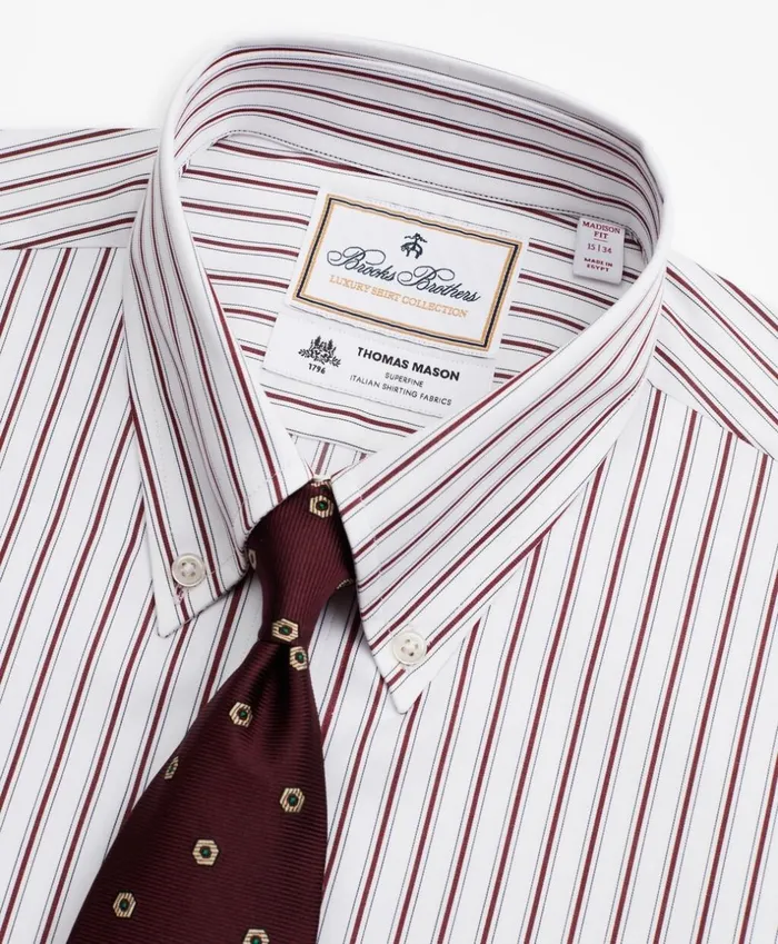 Brooks Brothers Luxury Shirts Luxury Collection Milano SlimFit Dress Shirt ButtonDown Collar Stripe Burgundy 8211 Men Brooks Brothers Luxury Shirts Luxury Collection Milano SlimFit Dress Shirt ButtonDown Collar Stripe Burgundy 8211 Men