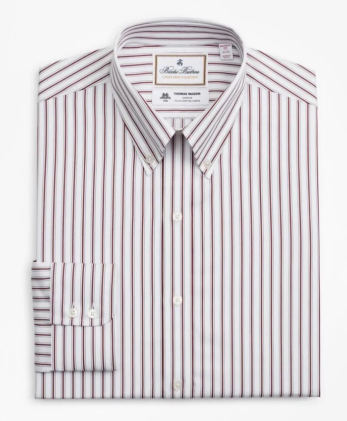 Brooks Brothers Luxury Shirts Luxury Collection Milano SlimFit Dress Shirt ButtonDown Collar Stripe Burgundy 8211 Men Brooks Brothers Luxury Shirts Luxury Collection Milano SlimFit Dress Shirt ButtonDown Collar Stripe Burgundy 8211 Men