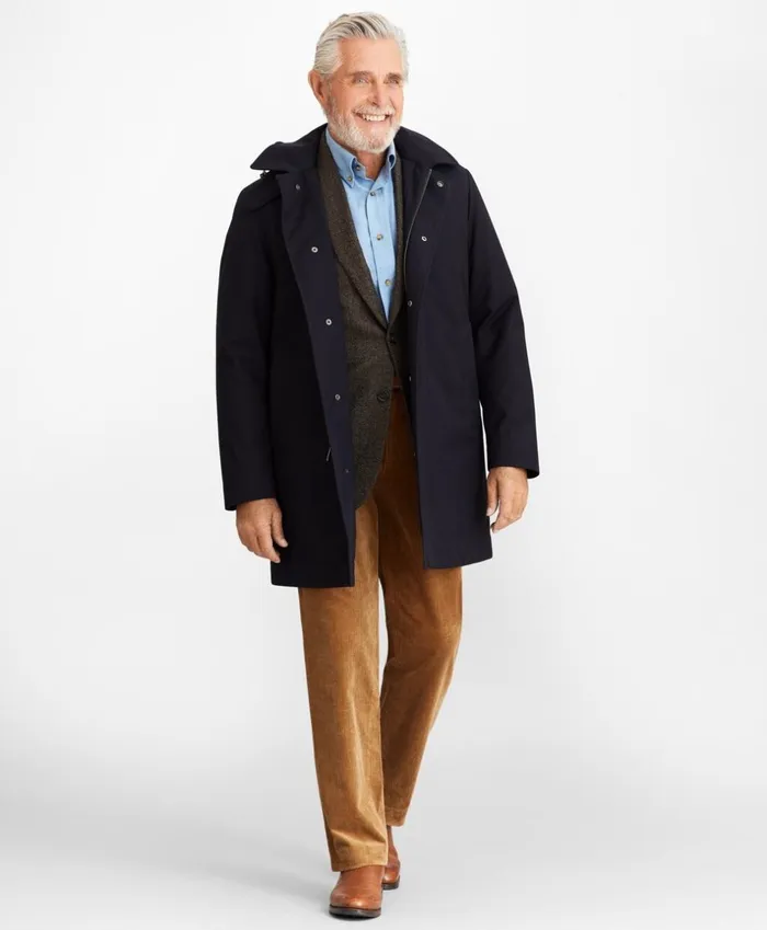 Brooks Brothers Outerwear Bonded Twill Hooded Topcoat Navy 8211 Men Brooks Brothers Outerwear Bonded Twill Hooded Topcoat Navy 8211 Men