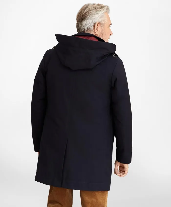 Brooks Brothers Outerwear Bonded Twill Hooded Topcoat Navy 8211 Men Brooks Brothers Outerwear Bonded Twill Hooded Topcoat Navy 8211 Men