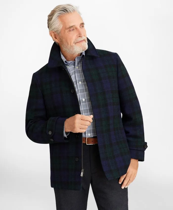 Brooks Brothers Outerwear Harris Tweed Black Watch Walking Coat Navygreen 8211 Men