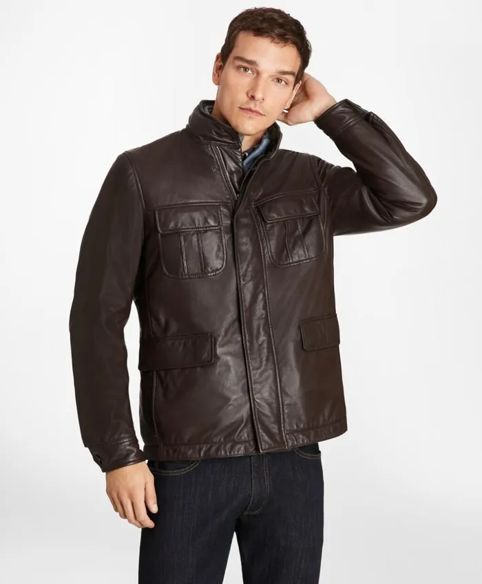 Brooks Brothers Outerwear Reversible Leather Jacket Dark Brown 8211 Men