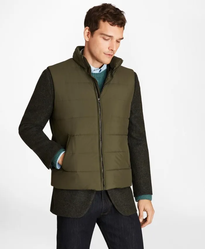 Brooks Brothers Outerwear WaterRepellent Tech Twill Quilted Vest Forest Green 8211 Men Brooks Brothers Outerwear WaterRepellent Tech Twill Quilted Vest Forest Green 8211 Men