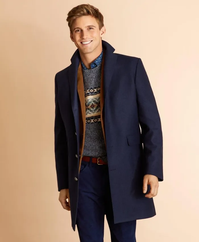 Brooks Brothers Outerwear WoolBlend Topcoat Navy 8211 Men