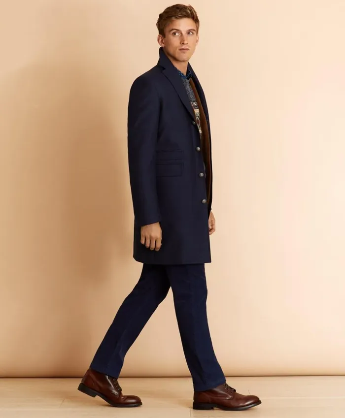 Brooks Brothers Outerwear WoolBlend Topcoat Navy 8211 Men Brooks Brothers Outerwear WoolBlend Topcoat Navy 8211 Men