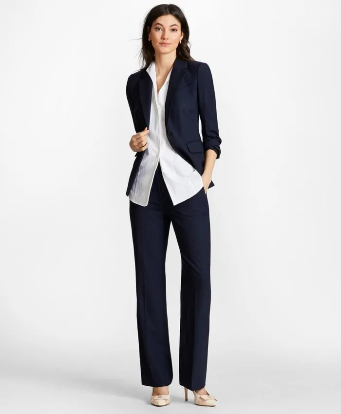 Brooks Brothers Petites Petite Pinstripe BrooksCool Merino Wool Pants Navy 8211 Women Brooks Brothers Petites Petite Pinstripe BrooksCool Merino Wool Pants Navy 8211 Women