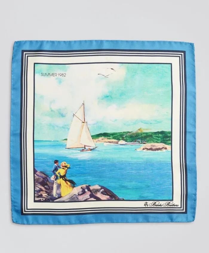 Brooks Brothers Pocket Squares and Handkerchiefs Limited Edition Archival Collection Spring 1982 Silk Pocket Square Blue 8211 Men Brooks Brothers Pocket Squares and Handkerchiefs Limited Edition Archival Collection Spring 1982 Silk Pocket Square Blue 8211 Men