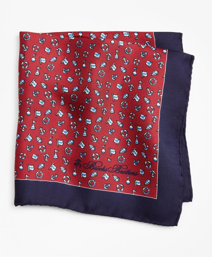 Brooks Brothers Pocket Squares and Handkerchiefs Nautical Motif Pocket Square Red 8211 Men Brooks Brothers Pocket Squares and Handkerchiefs Nautical Motif Pocket Square Red 8211 Men
