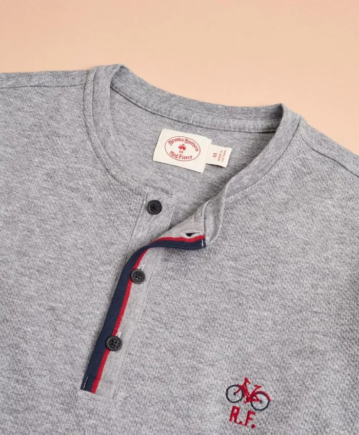 Brooks Brothers Polos and TShirts DoubleKnit Jacquard Henley Grey 8211 Men Brooks Brothers Polos and TShirts DoubleKnit Jacquard Henley Grey 8211 Men