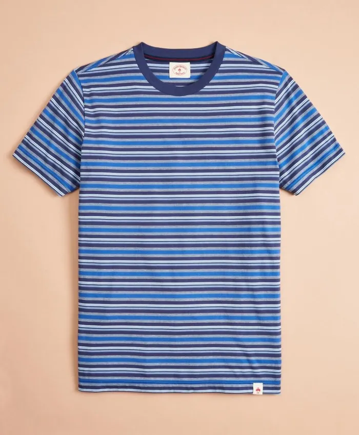 Brooks Brothers Polos and TShirts MultiStripe Cotton Jersey TShirt Blue 8211 Men Brooks Brothers Polos and TShirts MultiStripe Cotton Jersey TShirt Blue 8211 Men
