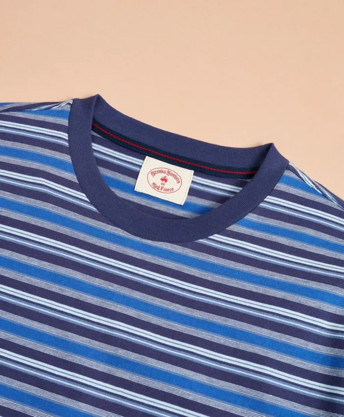 Brooks Brothers Polos and TShirts MultiStripe Cotton Jersey TShirt Blue 8211 Men Brooks Brothers Polos and TShirts MultiStripe Cotton Jersey TShirt Blue 8211 Men