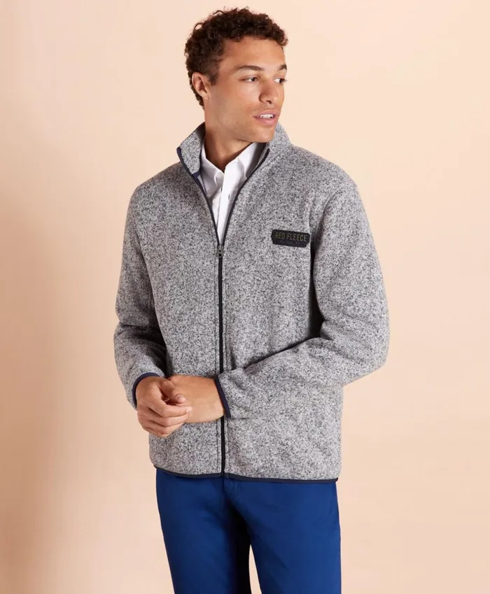 Brooks Brothers Polos and TShirts ZipUp Fleece Sweater Jacket Grey 8211 Men