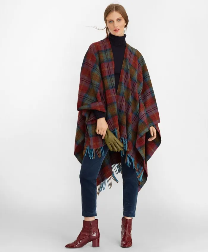 Brooks Brothers Scarves Hats and Gloves Tartan Wool Ruana Redmulti 8211 Women Brooks Brothers Scarves Hats and Gloves Tartan Wool Ruana Redmulti 8211 Women