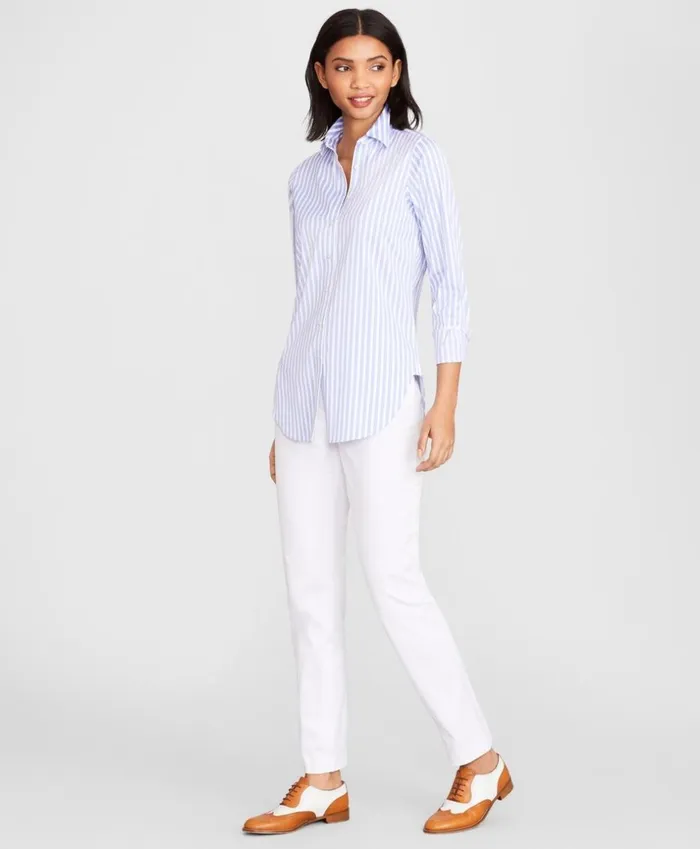 Brooks Brothers Shirts and Tops ClassicFit Striped Stretch Cotton Sateen Dobby Luxury Shirt Bluewhite 8211 Women Brooks Brothers Shirts and Tops ClassicFit Striped Stretch Cotton Sateen Dobby Luxury Shirt Bluewhite 8211 Women