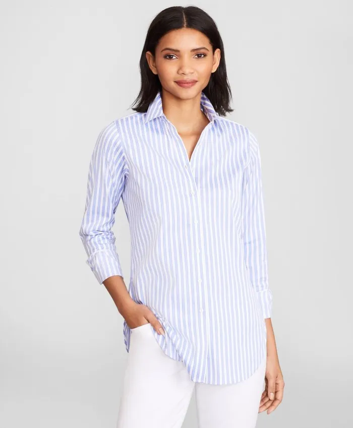 Brooks Brothers Shirts and Tops ClassicFit Striped Stretch Cotton Sateen Dobby Luxury Shirt Bluewhite 8211 Women Brooks Brothers Shirts and Tops ClassicFit Striped Stretch Cotton Sateen Dobby Luxury Shirt Bluewhite 8211 Women