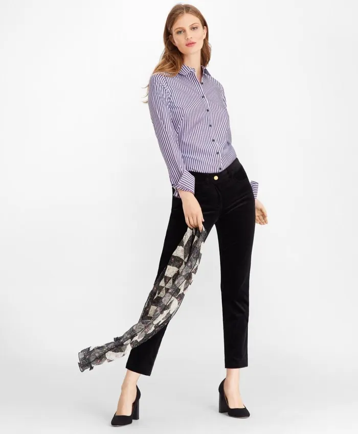 Brooks Brothers Shirts and Tops NonIron Striped Supima Cotton Fitted Shirt Purpleblack 8211 Women Brooks Brothers Shirts and Tops NonIron Striped Supima Cotton Fitted Shirt Purpleblack 8211 Women