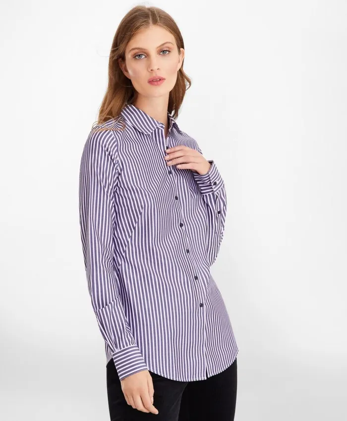 Brooks Brothers Shirts and Tops NonIron Striped Supima Cotton Fitted Shirt Purpleblack 8211 Women Brooks Brothers Shirts and Tops NonIron Striped Supima Cotton Fitted Shirt Purpleblack 8211 Women