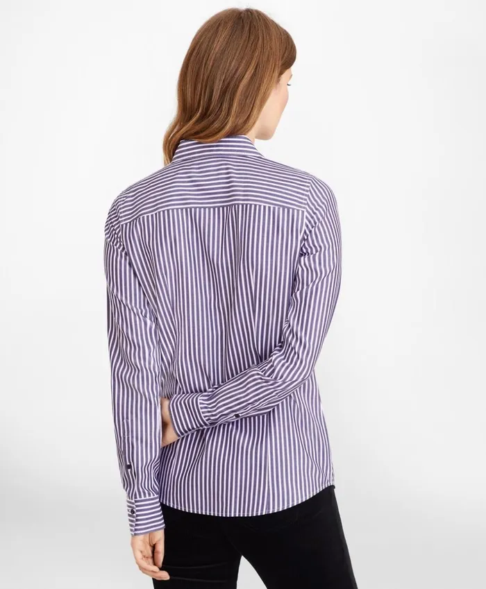 Brooks Brothers Shirts and Tops NonIron Striped Supima Cotton Fitted Shirt Purpleblack 8211 Women Brooks Brothers Shirts and Tops NonIron Striped Supima Cotton Fitted Shirt Purpleblack 8211 Women