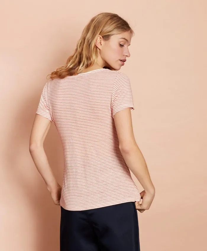 Brooks Brothers Shirts and Tops Striped LinenBlend ScoopNeck TShirt Ivoryorange 8211 Women Brooks Brothers Shirts and Tops Striped LinenBlend ScoopNeck TShirt Ivoryorange 8211 Women