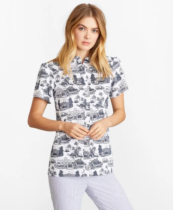 Brooks Brothers Shirts and Tops Toile Supima Cotton Sateen ShortSleeve Shirt Whiteblue 8211 Women Brooks Brothers Shirts and Tops Toile Supima Cotton Sateen ShortSleeve Shirt Whiteblue 8211 Women