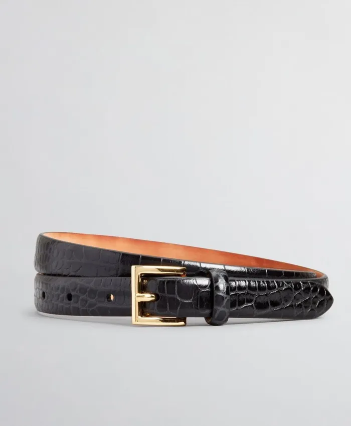 Brooks Brothers Shoes and Belts CrocodileEmbossed Leather Belt Black 8211 Women Brooks Brothers Shoes and Belts CrocodileEmbossed Leather Belt Black 8211 Women