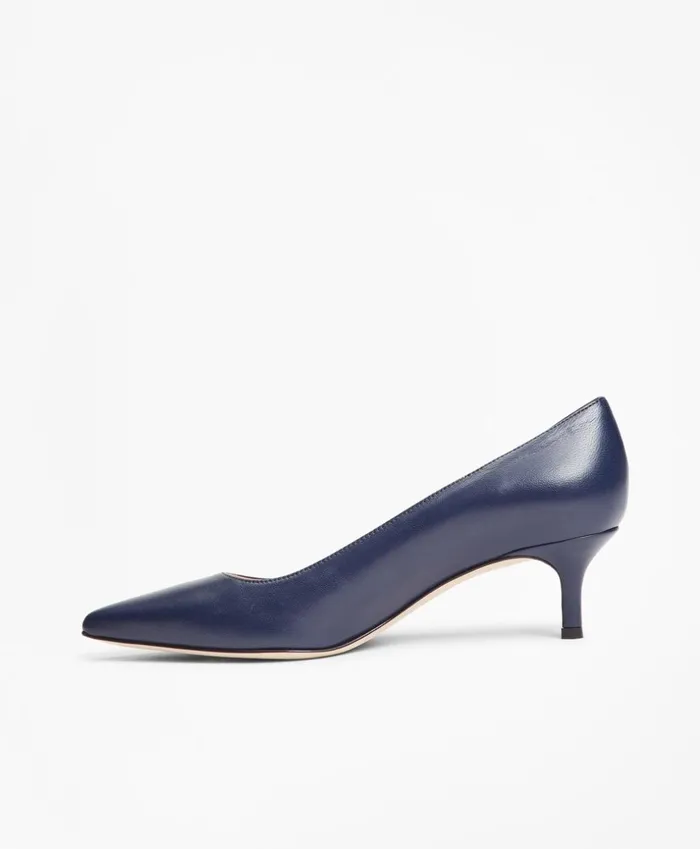 Brooks Brothers Shoes and Belts Leather PointToe KittenHeel Pumps Navy 8211 Women Brooks Brothers Shoes and Belts Leather PointToe KittenHeel Pumps Navy 8211 Women