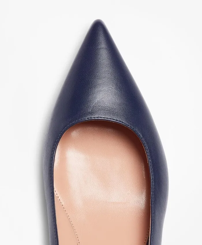 Brooks Brothers Shoes and Belts Leather PointToe KittenHeel Pumps Navy 8211 Women Brooks Brothers Shoes and Belts Leather PointToe KittenHeel Pumps Navy 8211 Women