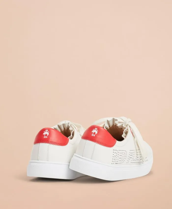 Brooks Brothers Shoes and Belts RuffleTrimmed LogoDetail Leather LowTop Sneakers White 8211 Women Brooks Brothers Shoes and Belts RuffleTrimmed LogoDetail Leather LowTop Sneakers White 8211 Women