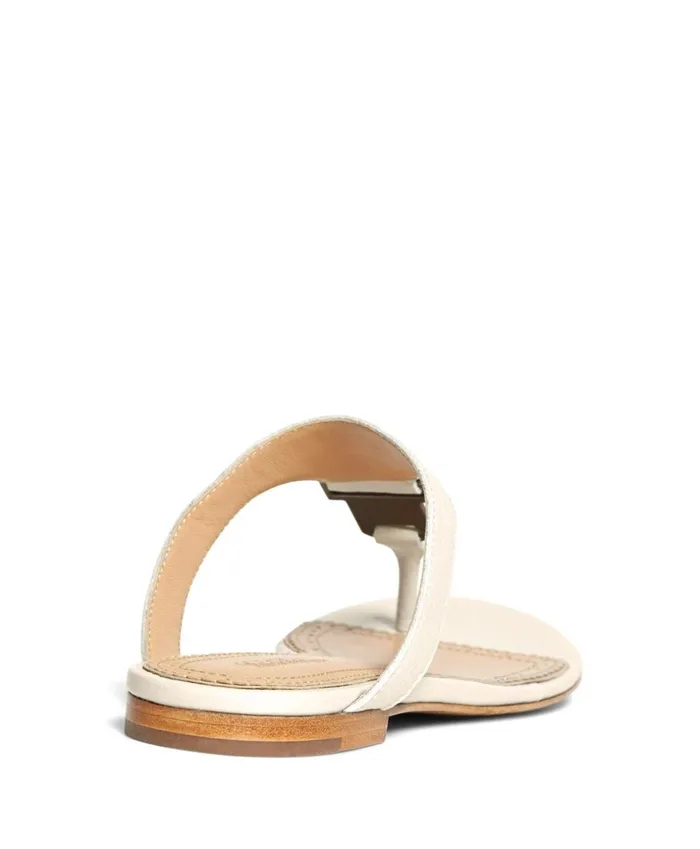 Brooks Brothers Shoes and Belts Tumbled Calfskin Thong Sandals Ivory 8211 Women