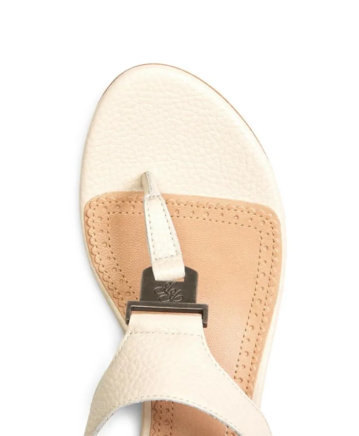 Brooks Brothers Shoes and Belts Tumbled Calfskin Thong Sandals Ivory 8211 Women