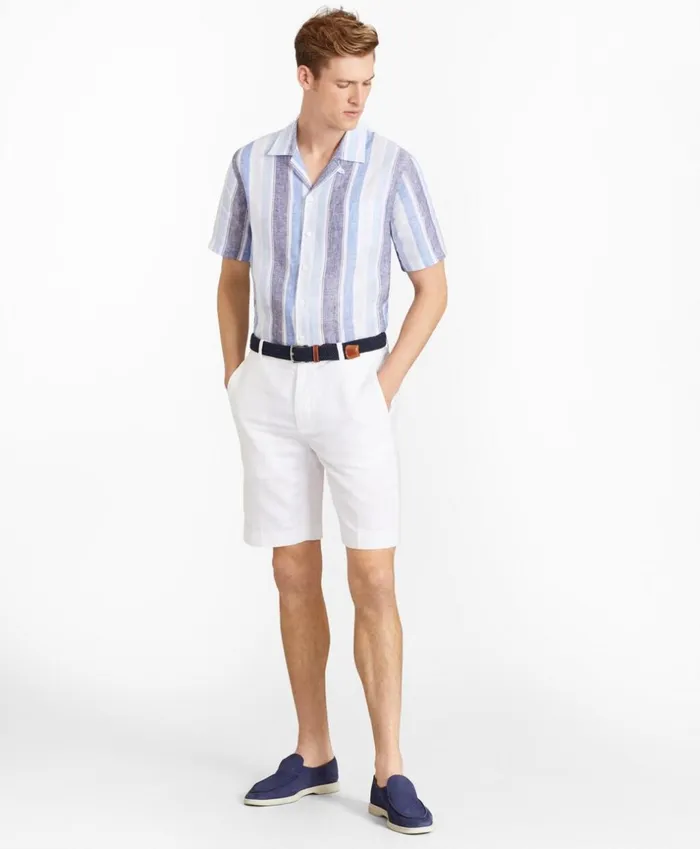 Brooks Brothers Shorts and Swimwear Houndstooth Cotton And Linen Bermuda Shorts White 8211 Men Brooks Brothers Shorts and Swimwear Houndstooth Cotton And Linen Bermuda Shorts White 8211 Men