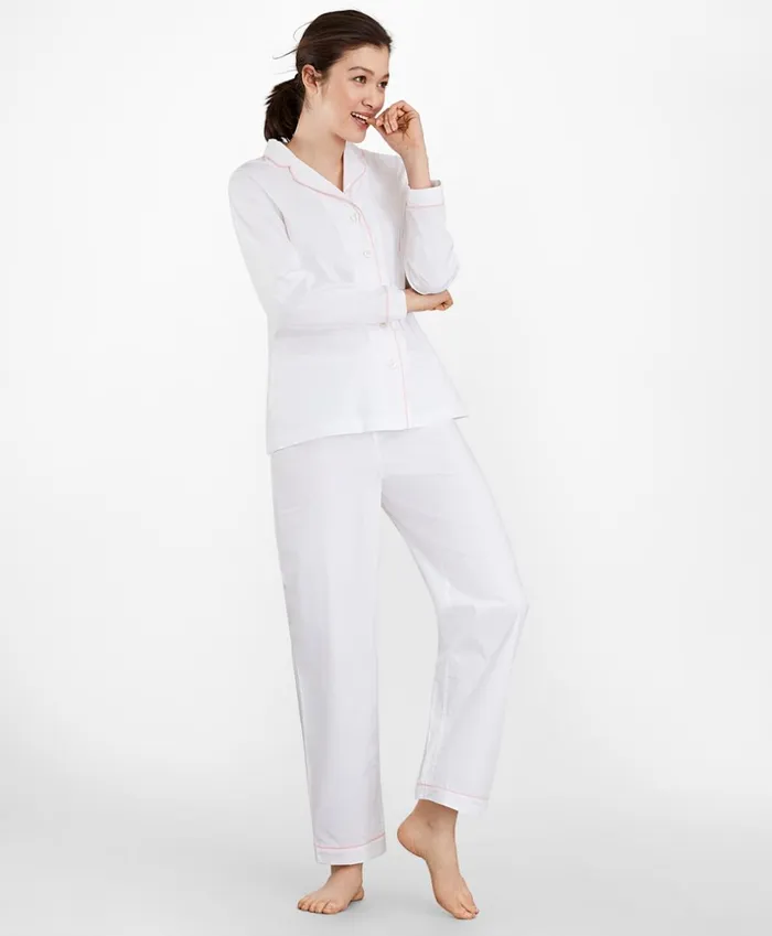 Brooks Brothers Sleepwear Cotton Poplin Pajama Set White 8211 Women