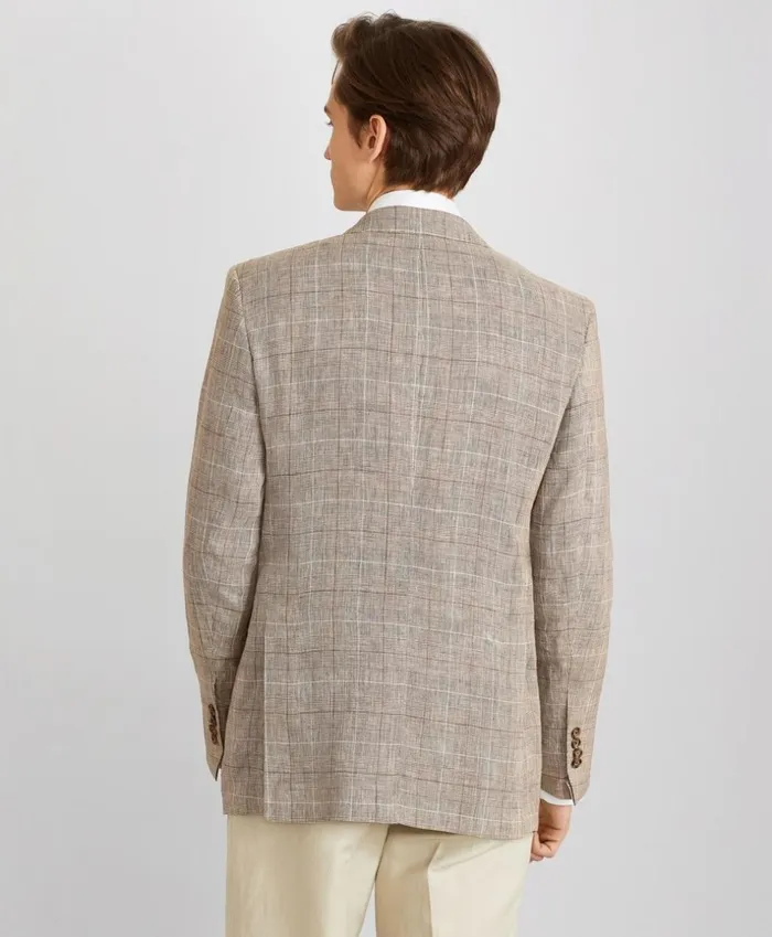 Brooks Brothers Sport Coats and Vests Milano Fit ThreeButton Check Linen Sport Coat Beige 8211 Men Brooks Brothers Sport Coats and Vests Milano Fit ThreeButton Check Linen Sport Coat Beige 8211 Men
