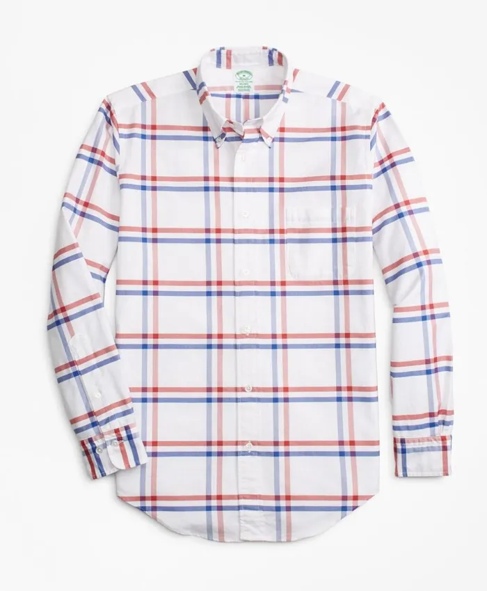 Brooks Brothers Sport Shirts Milano Fit Oxford Windowpane Sport Shirt Whitebluered 8211 Men Brooks Brothers Sport Shirts Milano Fit Oxford Windowpane Sport Shirt Whitebluered 8211 Men