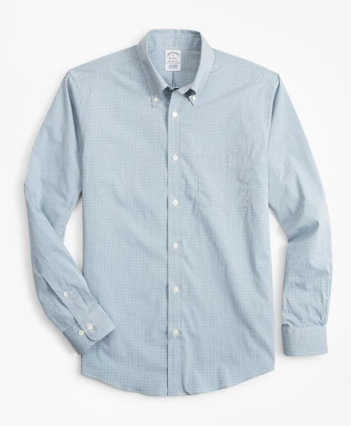 Brooks Brothers Sport Shirts Regent Fitted Sport Shirt Performance Series With COOLMAX Gingham Blue 8211 Men Brooks Brothers Sport Shirts Regent Fitted Sport Shirt Performance Series With COOLMAX Gingham Blue 8211 Men