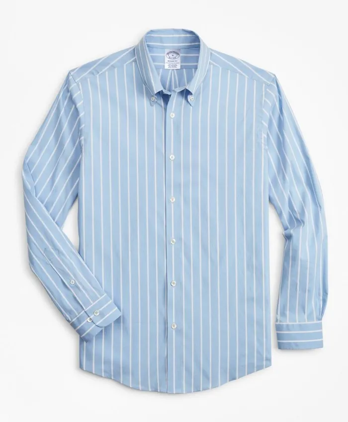 Brooks Brothers Sport Shirts Regent Fitted Sport Shirt Performance Series With COOLMAX Ground Stripe Vista Blue 8211 Men Brooks Brothers Sport Shirts Regent Fitted Sport Shirt Performance Series With COOLMAX Ground Stripe Vista Blue 8211 Men