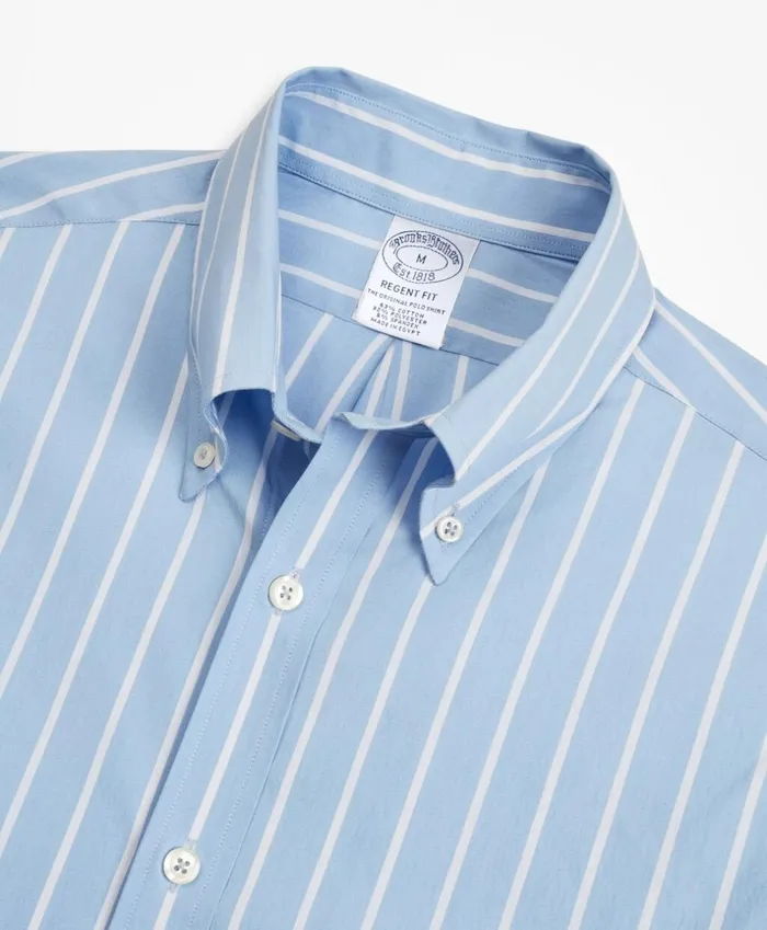 Brooks Brothers Sport Shirts Regent Fitted Sport Shirt Performance Series With COOLMAX Ground Stripe Vista Blue 8211 Men Brooks Brothers Sport Shirts Regent Fitted Sport Shirt Performance Series With COOLMAX Ground Stripe Vista Blue 8211 Men