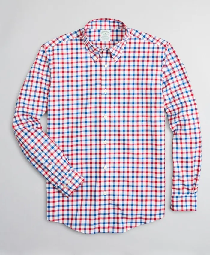 Brooks Brothers Sport Shirts Stretch Milano SlimFit Sport Shirt NonIron Large Windowpane Red 8211 Men Brooks Brothers Sport Shirts Stretch Milano SlimFit Sport Shirt NonIron Large Windowpane Red 8211 Men