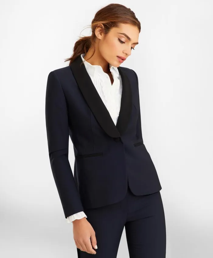 Brooks Brothers Suit Separates StretchWool Crepe Tuxedo Jacket Navy 8211 Women