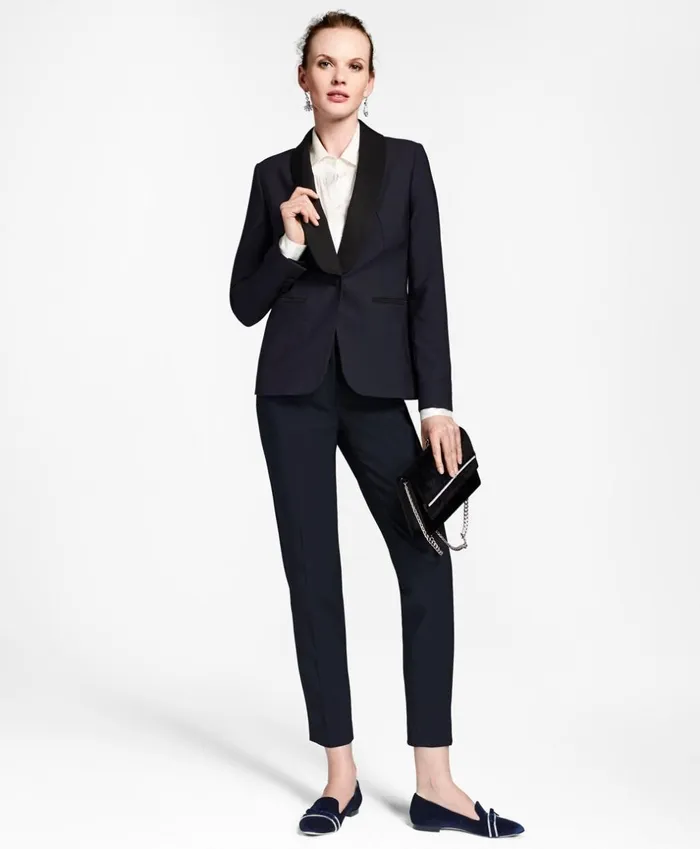 Brooks Brothers Suit Separates StretchWool Crepe Tuxedo Jacket Navy 8211 Women Brooks Brothers Suit Separates StretchWool Crepe Tuxedo Jacket Navy 8211 Women