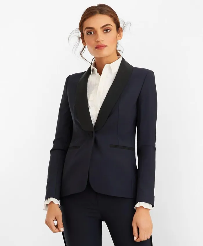 Brooks Brothers Suit Separates StretchWool Crepe Tuxedo Jacket Navy 8211 Women Brooks Brothers Suit Separates StretchWool Crepe Tuxedo Jacket Navy 8211 Women